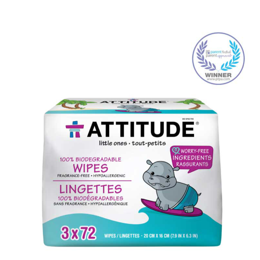 ATTITUDE Toallitas biodegradables para bebé (3 paquetes)